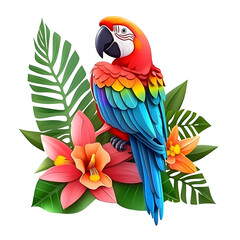 Cute 3d Floral Bird Sublimation, parrot