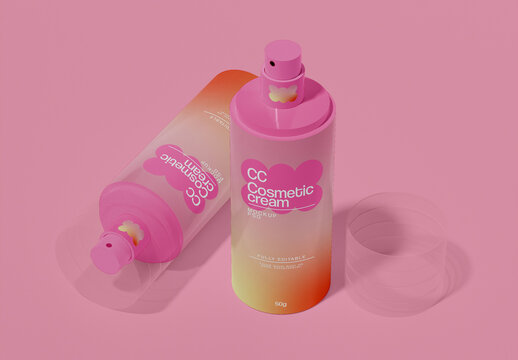 Two Cosmetic Bottles Mockup