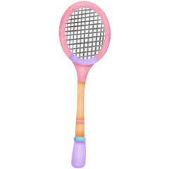 Single pink purple Badminton racket illustration