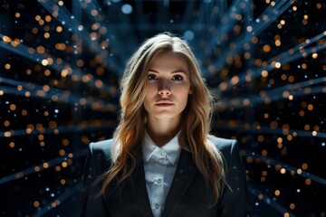 female business women light projections futuristic technology