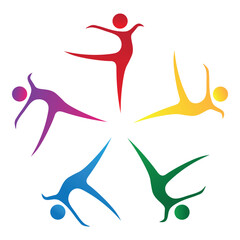 connection and cooperation in a group of happy and diverse dancers