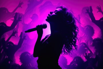 concert theme background with neon pink and purple lights