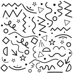 Fun colorful line doodle seamless pattern. Creative minimalist style art background for children or trendy design with basic shapes. Simple childish scribble backdrop.