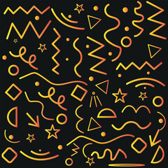 Fun colorful line doodle seamless pattern. Creative minimalist style art background for children or trendy design with basic shapes. Simple childish scribble backdrop.