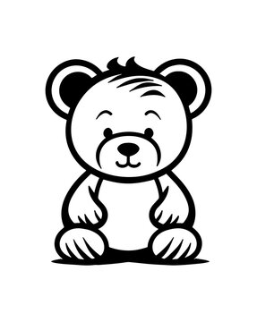 recommend clip art: Vector isolated simple teddy bear toy drawing. Colorless contour cute plush bear tiny outline sketch.
                    
