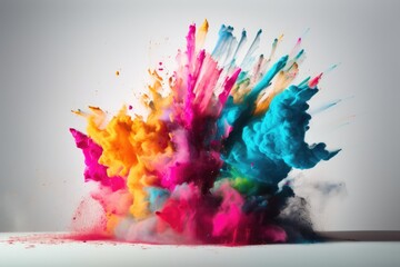 isolated multicolor powder explosion background with dust effect generative ai