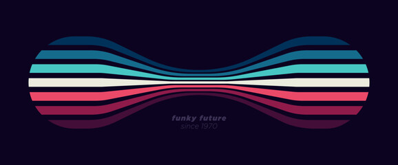 Simple abstract 80's background design in futuristic retro style with colorful lines. Vector illustration.