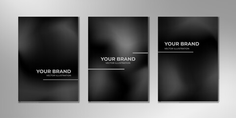 Modern black cover design set. Minimal creative line pattern in premium colors: black, gold and white. Formal vector layout for notebook, business catalog, brochure template, poster