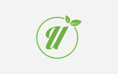 Fresh green leaf logo and nature healthy leaf logo circle design vector