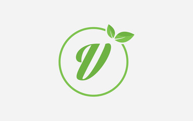 Fresh green leaf logo and nature healthy leaf logo circle design vector