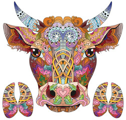 Bull head with hooves artwork illustration