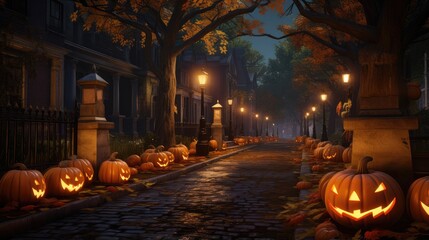 halloween pumpkin in the street