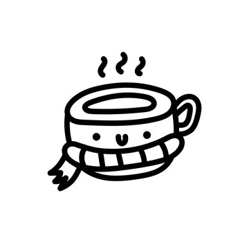 recommend clip art: Cute smiling cup of tea. Hand drawn character teacup or mug with cute. Crockery with handle for drink. Vector illustration in doodle style