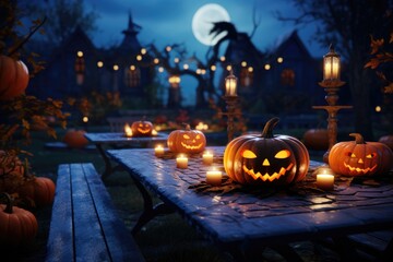 halloween background with pumpkin and pumpkins