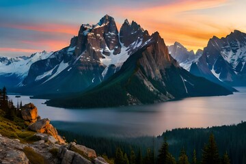 Fototapeta na wymiar sunrise over the mountains Generated Ai