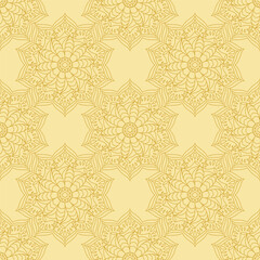 Seamless circular ornament in ethnic style. Decorative pattern in mandala style for creative ideas of textile decoration, packaging of simple backgrounds and creative design