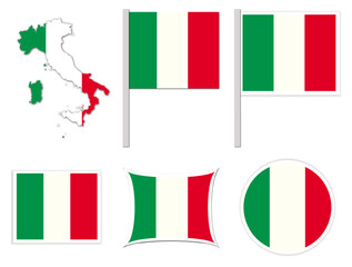 italy flags on many objects ilustration