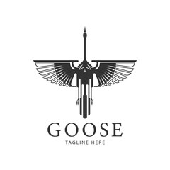 flying goose silhouette vector logo template design.