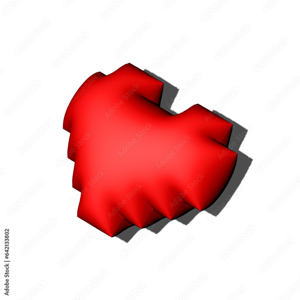 Poster asset from pixel art square 3d of heart for items asset. balloon heart on pixelated style 3d .8bits 
