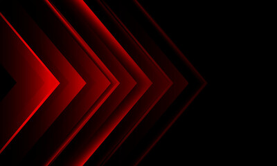 Abstract red metallic arrow direction geometric on black design modern futuristic technology creative background vector