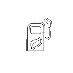 ecological refueling line icon. green fuel station thin line icon.