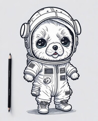 An adorable character of a cute little dog puppy dressed as an astronaut 1