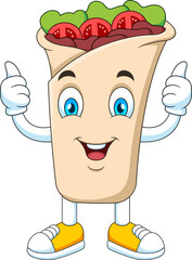 Cute burrito mascot cartoon is smiling