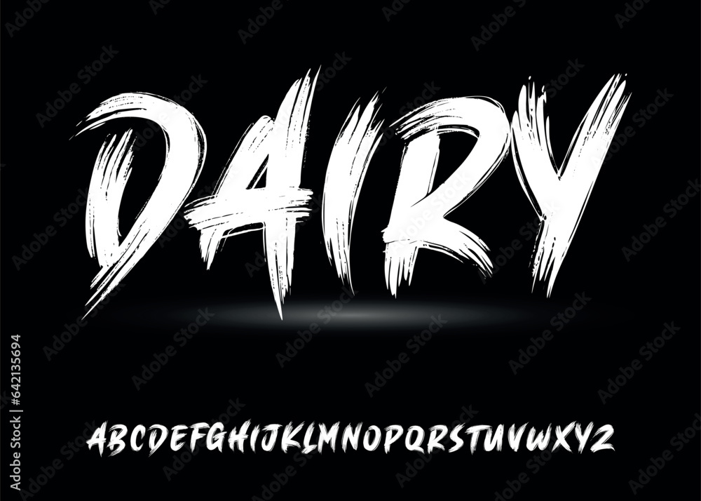 Fototapete Ector the brush and elegant font DAIRY, geometric shape font vector typeface alphabet typeset.