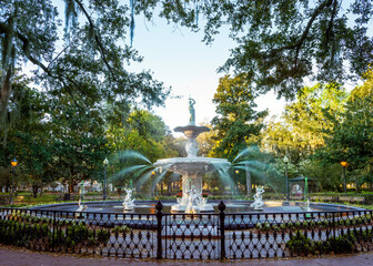 Forsyth Fountain,Forsyth Park .Savannah,Georgia,.United States of America