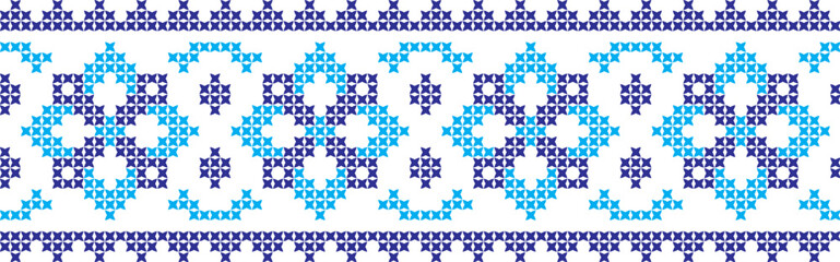 Embroidered cross-stitch ornament national pattern Ukrainian Slavic.