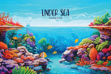 Hand drawn painting of under sea