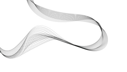 Abstract wave element for design. Digital frequency track equalizer. Stylized line art background. Vector illustration of wavy lines. Black and gray color.