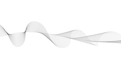 Abstract wave element for design. Digital frequency track equalizer. Stylized line art background. Vector illustration of wavy lines. Black and gray color.