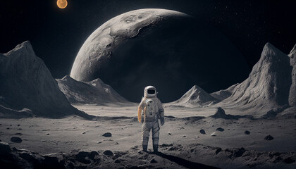 月面に降り立った人類の風景 - obrazy, fototapety, plakaty