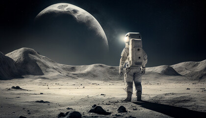月面に降り立った人類の風景 - obrazy, fototapety, plakaty