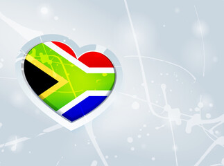 South Africa Flag in the form of a 3D heart and abstract paint spots background - 642138436
