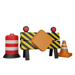 3d illustration of road block 3d render icon