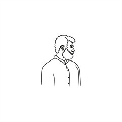 monochrome line art illustration of a bearded man