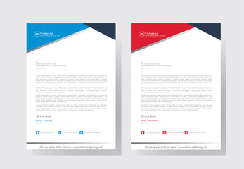 corporate modern letterhead design template with blue and red color. creative modern letter head design template for business. letterhead, letter head, company letterhead design.