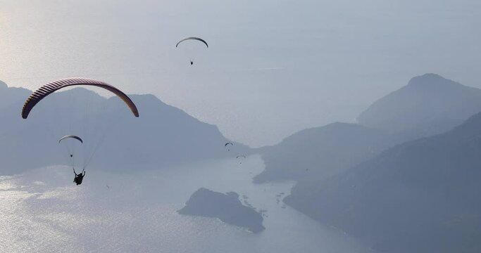 extreme sports parachutes outdoor, mountain  action summer