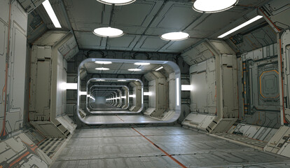 3d render futuristic interior corridor