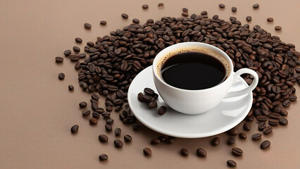 Obraz na płótnie Canvas cup of coffee with beans