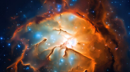 orange blu nebula in the universe