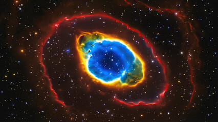 colorful ring nebula in the universe