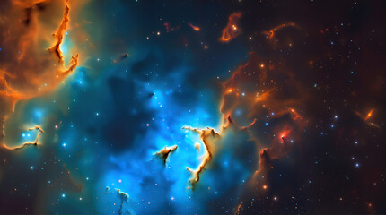 Obraz na płótnie Canvas orange blu nebula in the universe
