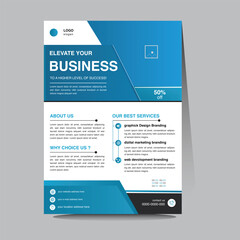 corporate flyer design template a4 size single page blue color abstract company vector design by illustrator free hand art print template  greet idea concept clear Meaning full concept out look color