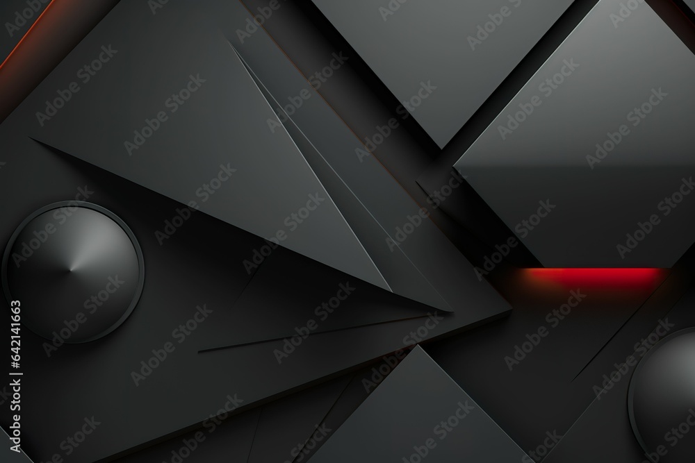 Wall mural 3d stereoscopic abstract black metal style background, matte black wallpaper composed of abstract tr