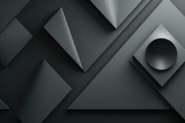 3D stereoscopic abstract black metal style background, matte black wallpaper composed of abstract...