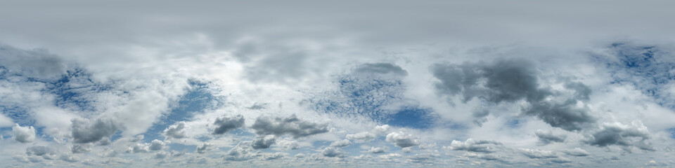 seamless cloudy blue skydome 360 hdri panorama view with awesome clouds with zenith for use in 3d...