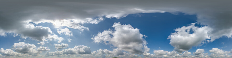 seamless cloudy blue skydome 360 hdri panorama view with awesome clouds with zenith for use in 3d...